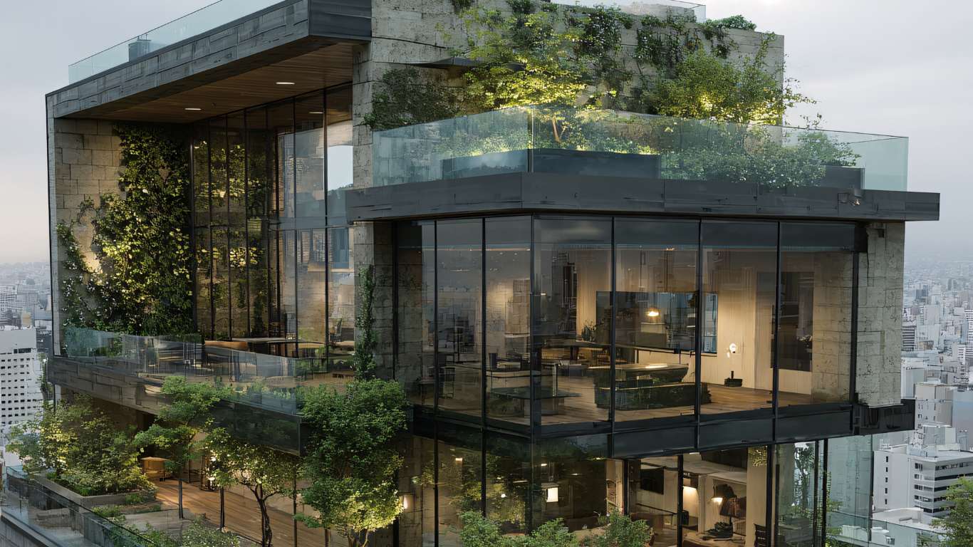 Montaje de fotos de antes y después de un jardín, mostrando la transformación de un espacio aburrido en un jardín mediterráneo acogedor y lleno de vida.